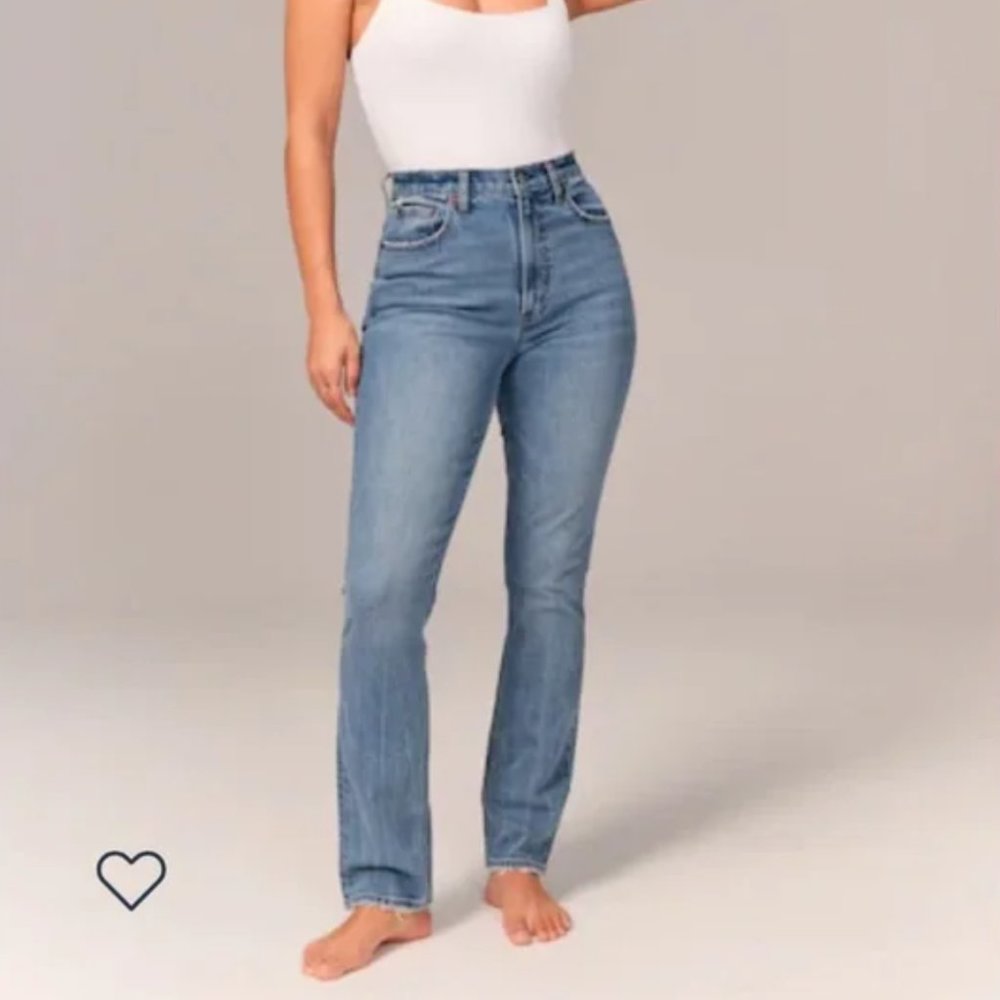 Abercrombie & Fitch Light Blue High-Rise Straight Jeans
